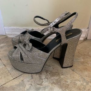 Saint Laurent Metallic Leather Candy Ankle Strap Platform Heels -Size 39